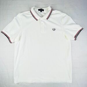 Fred Perry Polo Shirt Mens XL White Short Sleeve Cotton Twin Tipped Shirt M3600